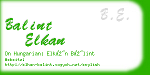 balint elkan business card